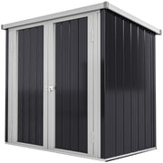 5x3 Lean to Shed with Lockable Door, Durable Metal Shed for Garden, Patio, Lawn, Black