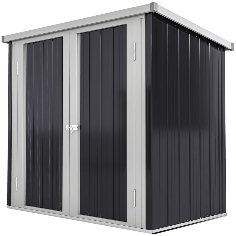 5x3 Lean to Shed with Lockable Door, Durable Metal Shed for Garden, Patio, Lawn, Black