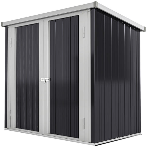 5x3 Lean to Shed with Lockable Door, Durable Metal Shed for Garden, Patio, Lawn, Black