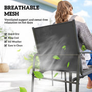Outsunny - Outdoor Dining Set for 6, Faux Wood Patio Table and Chairs with Breathable Mesh Seat, Galvanized Steel Frame, Black