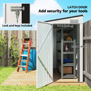 4' x 8' Outdoor Storage Shed Lean to Shed Outdoor Metal Tool Shed with Lockable Door and Air Vents, White