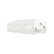 Costway - 10 x 30 Feet Outdoor Canopy Tent with 6 Removable Sidewalls and 2 Doorways-White