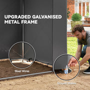 8' x 6' Portable Shed, Waterproof Bike Tent with Roll-up Zipper Door, Vent and Galvanised Metal Frame, Dark Grey