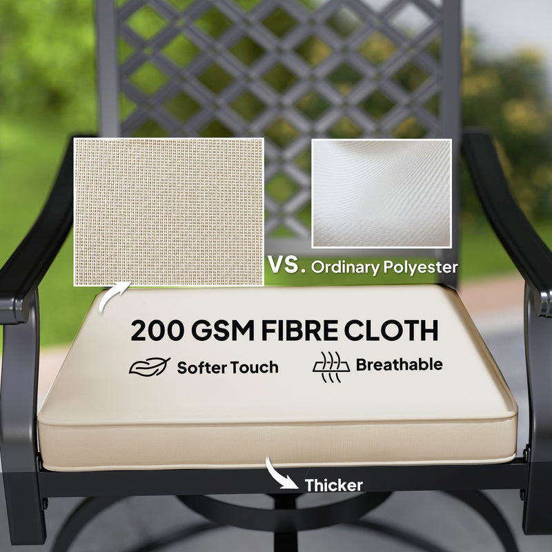Outsunny - Outdoor Bar Stools Set of 2, Bar Height Swivel Patio Chairs with Cushion, Pillow Footrest for Poolside, Backyard