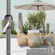 10' x 8' Round Market Umbrella, Patio Umbrella with Crank Handle and Tilt, Outdoor Parasol for Garden, Bench, Lawn, Light Grey