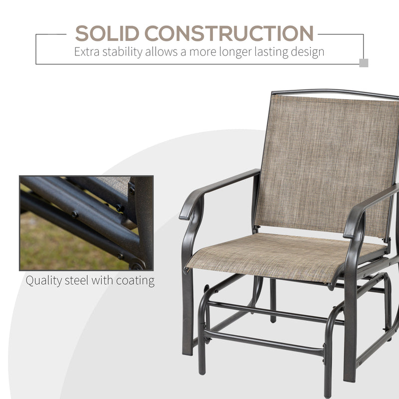 Outsunny - 2 Pieces Outdoor Glider Chairs, 2 Person Glider Rocking Chair Set with Breathable Mesh Fabric, Steel Frame, Dark Brown
