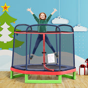 Aosom 84.75" Kids Trampoline 7 FT Indoor Outdoor Trampolines with Safety Net Enclosure Built-in Zipper Padded Covering, for Boys and Girls, Red