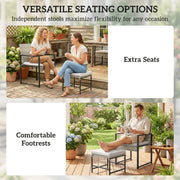 Outsunny - 11 Pieces Wicker Patio Dining Set, Rattan Outdoor Furniture Set with 6 Armchairs, 4 Stools, Light Grey