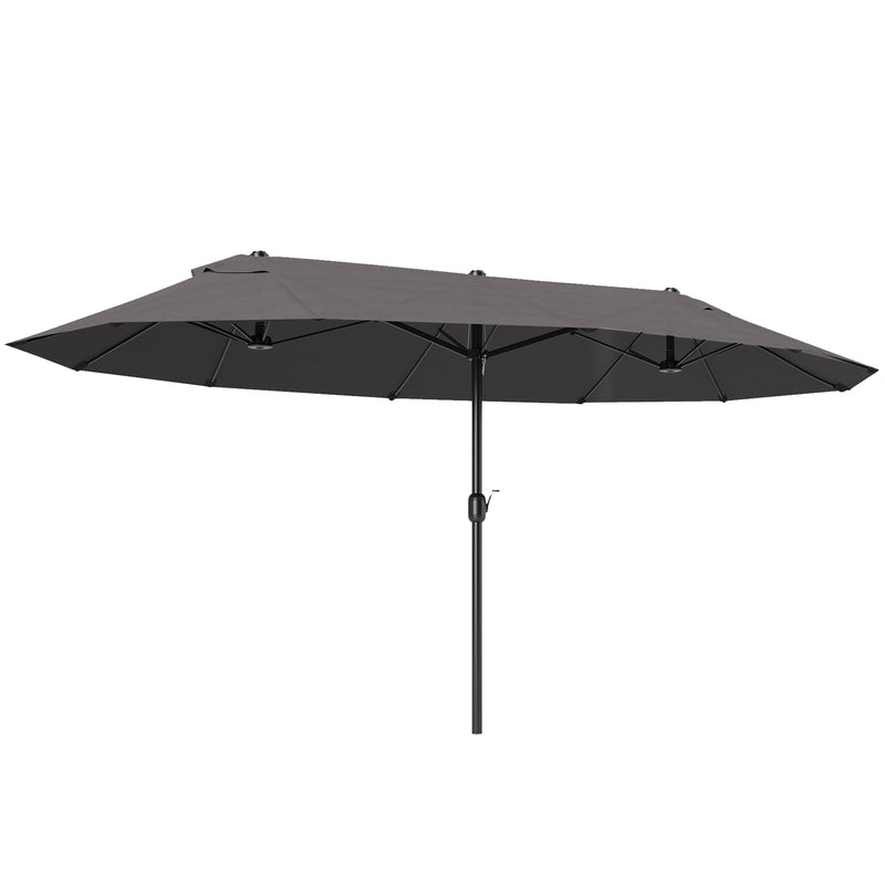 Outsunny - 15' Double-Sided Patio Umbrella Parasol Sun Shelter Canopy Shade Grey