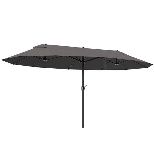 Outsunny - 15' Double-Sided Patio Umbrella Parasol Sun Shelter Canopy Shade Grey