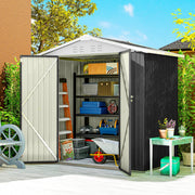 6.5' x 4' Outdoor Storage Shed, Metal Garden Shed with Lockable Double Doors, 4 Vents, Dark Grey