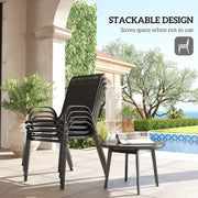 Outsunny - Set of 4 Outdoor Dining Chairs, Stackable Lawn Chairs with High Back, Breathable Mesh Seat for Garden Porch, Black