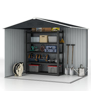 8' x 6' Outdoor Storage Shed, Metal Garden Tool Storage House with Lockable Sliding Doors and Vents for Backyard Patio Lawn, Charcoal Grey