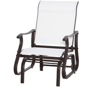 Outsunny - Outdoor Glider Chair, Patio Glider with Steel Frame and Mesh Fabric, Outdoor Patio Chair for Backyard, Garden and Porch, Cream White