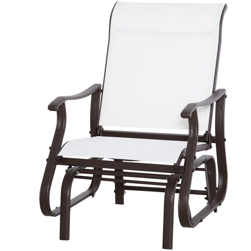 Outsunny - Outdoor Glider Chair, Patio Glider with Steel Frame and Mesh Fabric, Outdoor Patio Chair for Backyard, Garden and Porch, Cream White