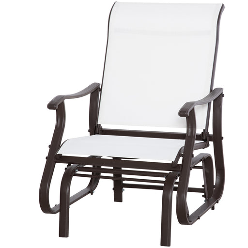 Outsunny - Outdoor Glider Chair, Patio Glider with Steel Frame and Mesh Fabric, Outdoor Patio Chair for Backyard, Garden and Porch, Cream White