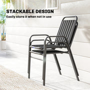 Outsunny - Stackable Outdoor Dining Chairs Set of 2, for Patio, Balcony, Deck, Garden, Black