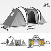 Outsunny - Camping Tent with 2 Bedrooms and Living Area, 3000mm Waterproof Family Tent, for Fishing Hiking Festival, Grey
