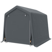 7.9' x 6.6' Garden Storage Tent, Patio Storage Shelter w/ Metal Frame and Double Zipper Doors, Dark Grey