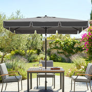 6.5x4ft Rectangle Patio Umbrella Aluminum Tilt Adjustable Garden Parasol Sun Shade Outdoor Canopy Grey