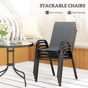Outsunny - Five-Piece Steel Patio Set, with Glass-Top Table - Dark Grey
