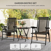 Outsunny - 3 Pieces Patio Bistro Set, Outdoor Folding Table and Chairs Set, Metal Patio Furniture Set with Cup Holders