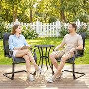 Outsunny - C Spring Motion Patio Chairs Set of 2 with Curved High Backrest, Armrest, All Weather Breathable Fabric, Metal Frame