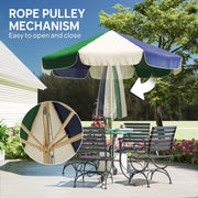 7.4 ft Patio Umbrella with Wood-Effect Frame, Colour-Blocked UPF 30+ Outdoor Market Table Umbrella Parasol, Dark Green