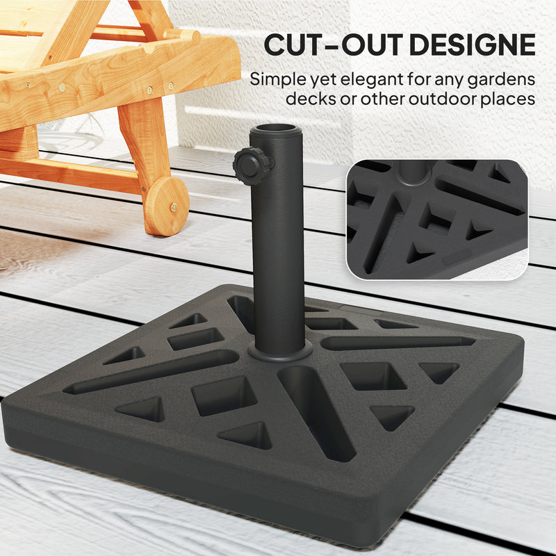 Outsunny - Umbrella Base, 33lbs HDPE Outdoor Umbrella Stand Parasol Stand with Cut-Out Design — 84D-352V00BK