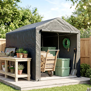 Portable Bicycle Shed with Galvanised Steel Frame and Large Door, Waterproof Outdoor Shed for Garden Tools, Dark Grey