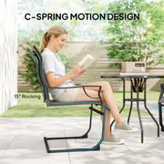 Outsunny - C Spring Motion Patio Chairs Set of 2 with Curved High Backrest, Armrest, All Weather Breathable Fabric, Metal Frame