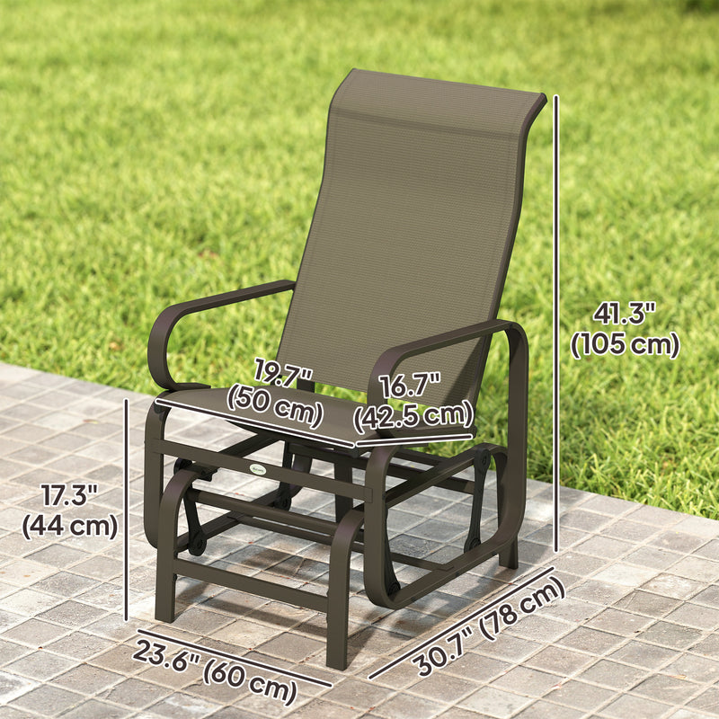 Outsunny - Patio Glider, Outdoor Glider Chair with Breathable Mesh Fabric for Patio, Yard, Porch, Brown