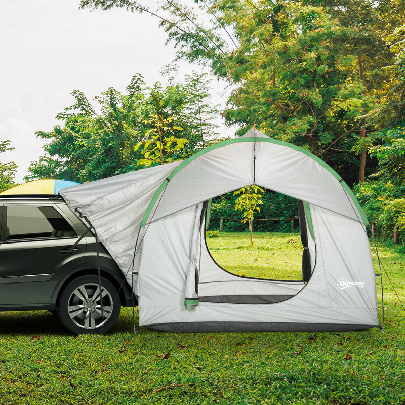 Outsunny - 2000mm Waterproof SUV Tent, Car Tent with 3 Doors and Mesh Window, for 5-6 Person Camping Travel, Grey and Green