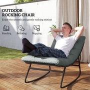 Outsunny - Outdoor Patio Rocking Chair with Cushion, Steel Frame Balcony Chair with Mesh Deep Seat for Porch, Garden, Grey