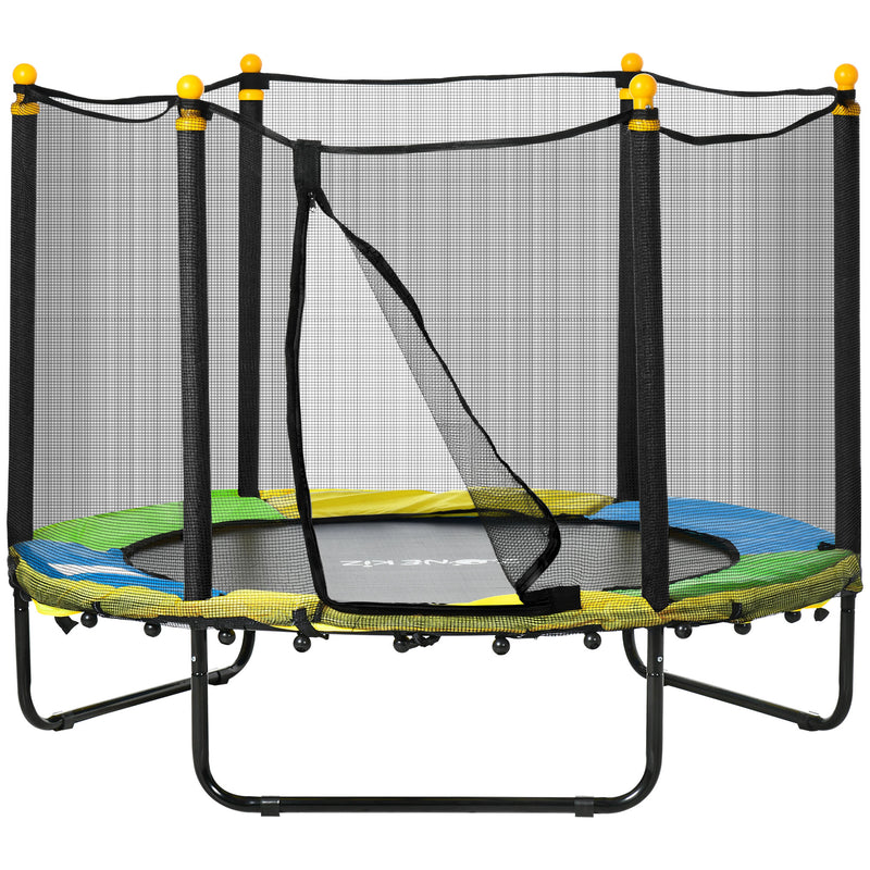 Qaba 4.6FT Trampoline for Kids with Enclosure Net for Ages 3-6, Indoor Outdoor Use, Black