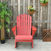 Outsunny - Wooden Adirondack Rocking Muskoka Chair with Slatted Wooden Design, Fanned Back and Classic Rustic Style, Red
