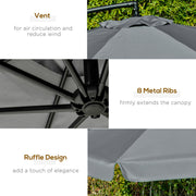 11FT Offset Hanging Patio Umbrella Cantilever Umbrella with Easy Tilt Adjustment, Cross Base and 8 Ribs for Backyard, Poolside, Lawn and Garden, Dark Grey