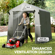 7.5' x 6.2' Portable Shed, Waterproof Bike Tent with Roll-up Zipper Door, Vent and Galvanised Metal Frame, Dark Grey
