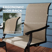 Outsunny - Outdoor Swivel Dining Chairs Set of 2, High Back Swivel Chairs with All Weather Mesh for Deck, Backyard, Poolside, Brown