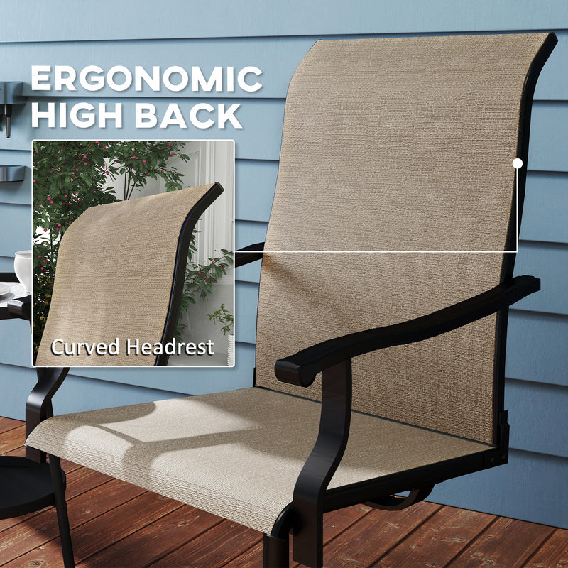 Outsunny - Outdoor Swivel Dining Chairs Set of 2, High Back Swivel Chairs with All Weather Mesh for Deck, Backyard, Poolside, Brown