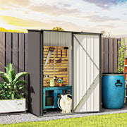 5' x 3' Outdoor Storage Shed, Steel Garden Shed with Single Lockable Door, Tool Storage Shed for Backyard, Light Grey