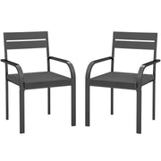 Outsunny - 2 Piece Outdoor Dining Chairs with Aluminum Frame, Soft Cushion, for Deck, Garden, Balcony, Poolside, Grey