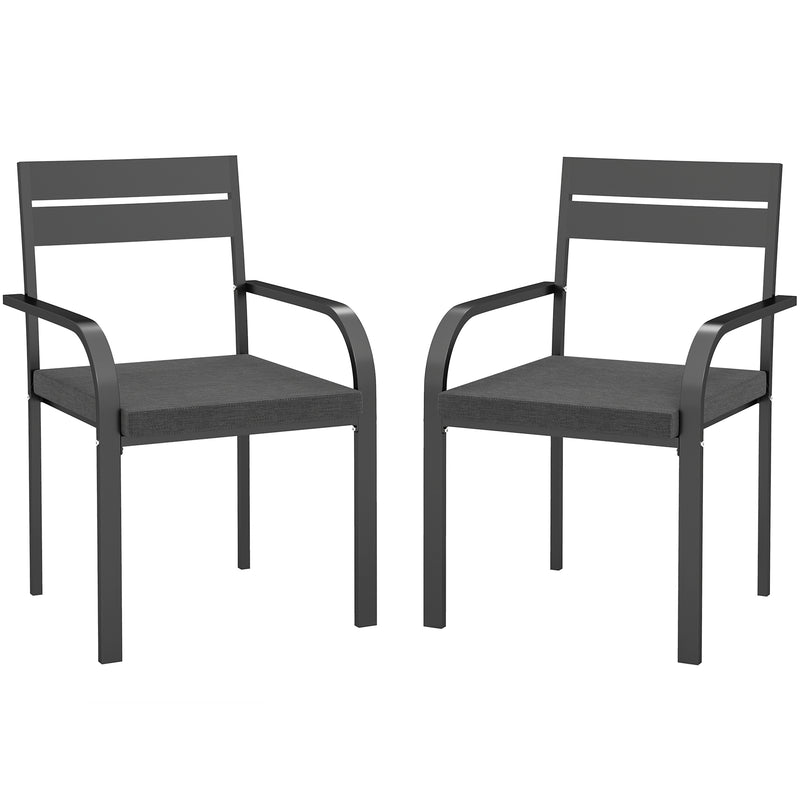 Outsunny - 2 Piece Outdoor Dining Chairs with Aluminum Frame, Soft Cushion, for Deck, Garden, Balcony, Poolside, Grey