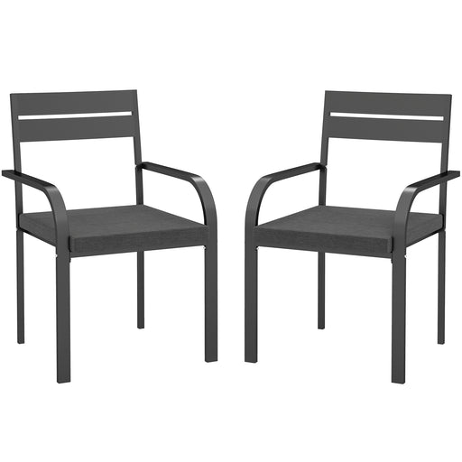 Outsunny - 2 Piece Outdoor Dining Chairs with Aluminum Frame, Soft Cushion, for Deck, Garden, Balcony, Poolside, Grey