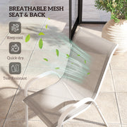 Outsunny - Set of 4 Outdoor Dining Chairs, Stackable Lawn Chairs with High Back, Breathable Mesh Seat for Garden Porch, White