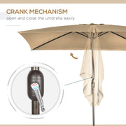 6.5x10ft Patio Umbrella, Rectangle Market Umbrella with Aluminum Frame and Crank Handle, Garden Parasol Outdoor Sunshade Canopy, Tan