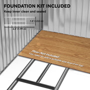 7' x 4' x 6' Garden Storage Shed Outdoor Patio Metal Tool Storage House w/ Foundation Kit and Double Doors Yellow