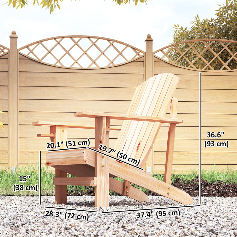 Outsunny - Classic Adirondack Chair Muskoka Chair, Garden Deck Chair with Cup Holder for Patio, Indoor, Backyard, Natural