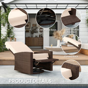 Outsunny - Outdoor Rattan Wicker Lounge Chair with Footrest & Soft Cushion for Patio, Garden, Backyard, Cream White