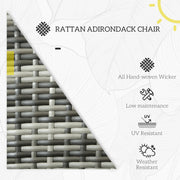 Outsunny - Patio Wicker Adirondack Chair, Outdoor PE Rattan Fire Pit Chair, Muskoka Chair w/ Soft Cushions, Tall Curved Backrest and Comfortable Armrests for Deck Garden, Grey